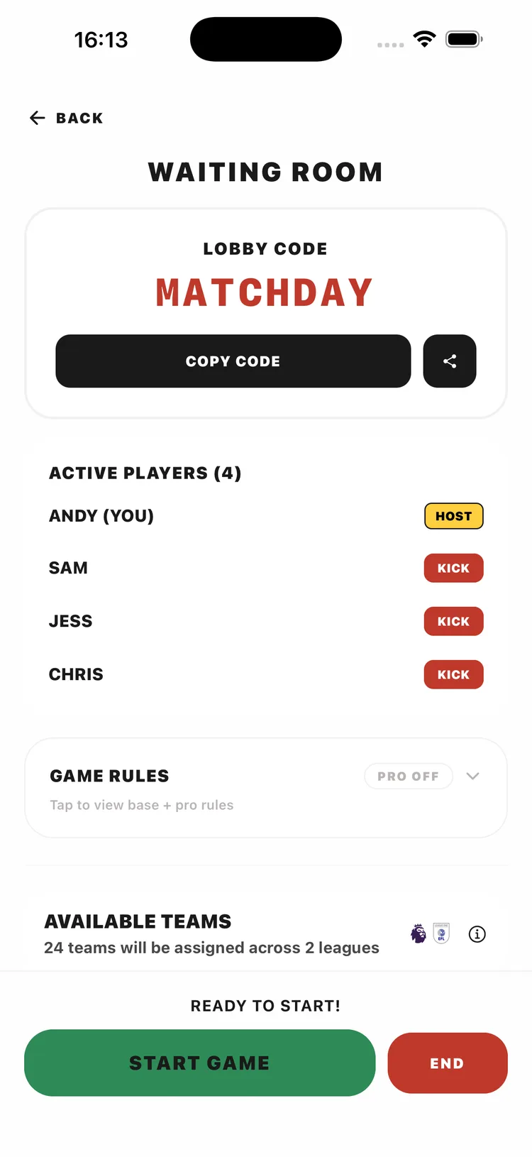 Private But For Who lobby showing the players and their ready status